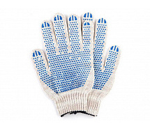 Перчатки 4-нитевые с ПВХ белые Стандарт класс 10 г.Иваново (черная/синяя кайма)